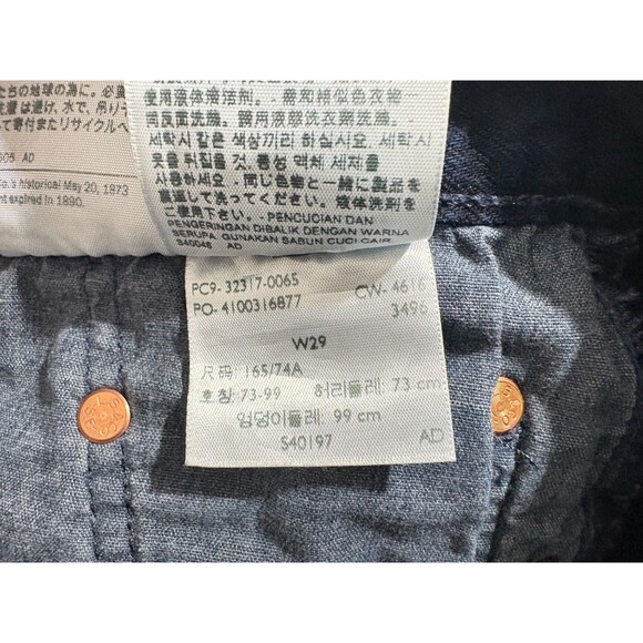 Levi's Raw Hem Shorts Womens 501 Denim Red Tab Dark Wash Button Cutoff Fly Sz 29 - Picture 14 of 16